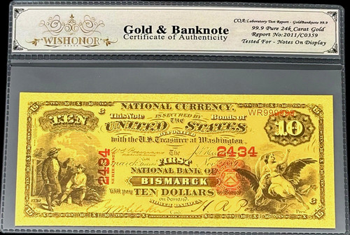 1875 bill gold banknote - 1875, us