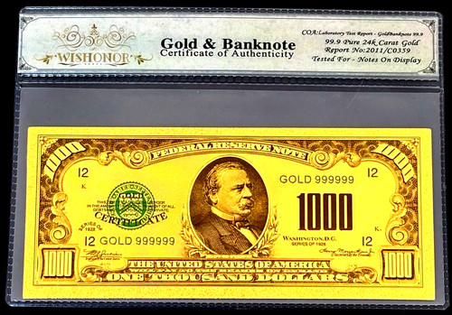 1928 1000 gold certificate - certificate, us