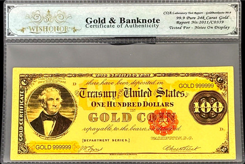 1882 100 gold certificate - $100, us